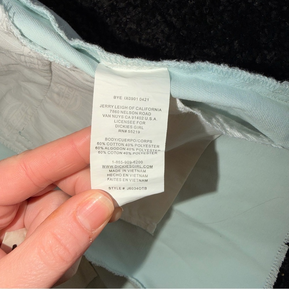 Dickies Light Blue Raw Hem Mini Skort with Logo Belt Size 25 NWOT - Picture 7 of 8